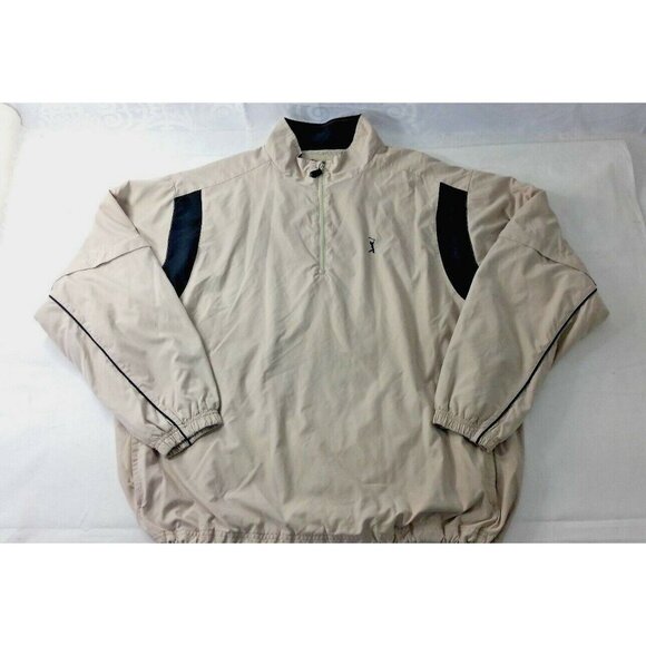 PGA Tour Beige 1/4 Zip Windbreaker Pullover Jacket Detachable Sleeves Mens XXL - Picture 1 of 7